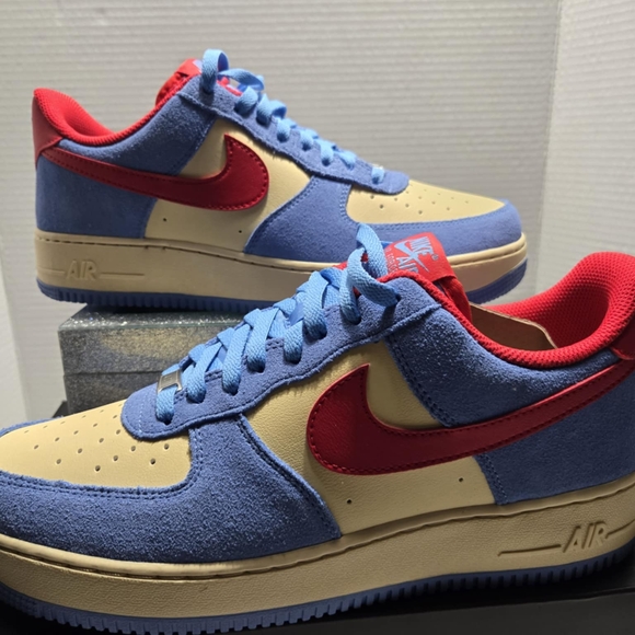 Nike Air Force 1 Premium Low Blue and Red Beige Sneaker Streetwear BrandNew 10.5 - Picture 11 of 16